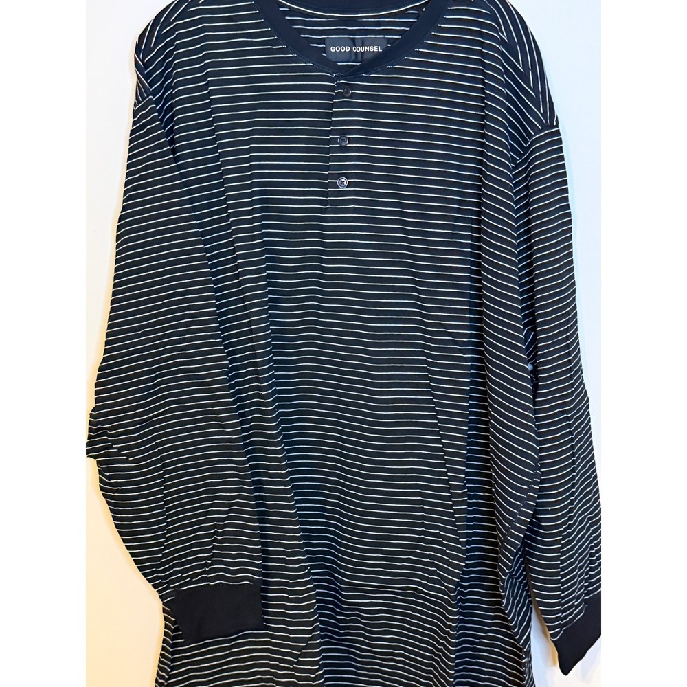 Good Counsel Mens Wanzer LS Henley Striped Shirt Black White 4XL NWT Big & Tall